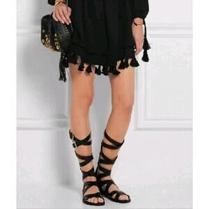 Michael Kors Gladiator Sandals Womens 5.5 Black Leather Strappy Darby Shoes